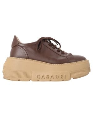 Casadei Leather Nexus Platform Sneaker (Authentic Pre-Loved) - Brown