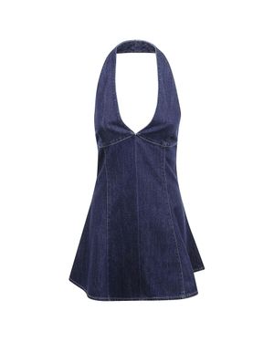 MC2 Saint Barth Dark Denim Mini Dress With Halter Neckline - Blue