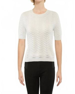 Metric Knits Jenny Pointelle Crew - White