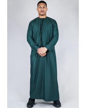 Arabic Thobes Thobe Emirati Islamic Jubba Robe Eid Tassel Slim Fit - Green