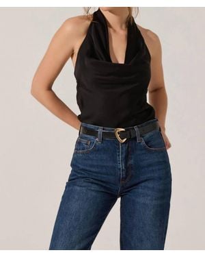 Astr Zelenka Cowl Neck Halter Top - Black