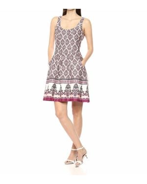 Nine West Sleeveless Fit & Flare Printed A Line Dress - Pink