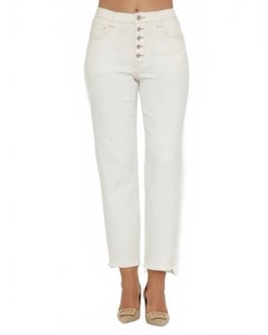 Bianco Brenda Button Jeans - White