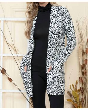 Burgundy Apparel Animal Print Cardigan - Black