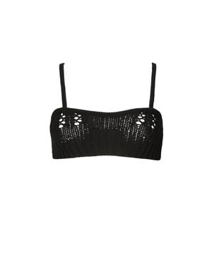 Goen.J Crochet Knit Bra - Black