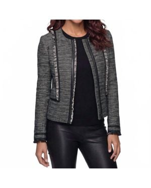 Vince Fringe Trim Boucle Jacket - Black