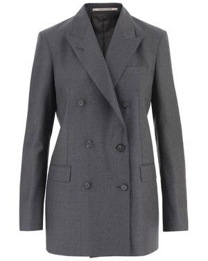 Tagliatore Double-Breasted Virgin Wool Jacket With Peaked Lapels - Gray