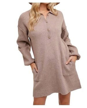 Bluivy Anytime Ribbed Shirt Dress - Brown