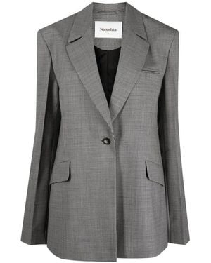 Nanushka Puppytooth Oversized Blazer - Gray