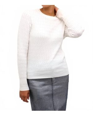 Kaffe Kasilla Cable Knit Regular Fit Pullover Sweater - White