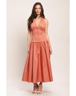 TRUEDAMES Sunset Muse Woven Midi Dress - Red