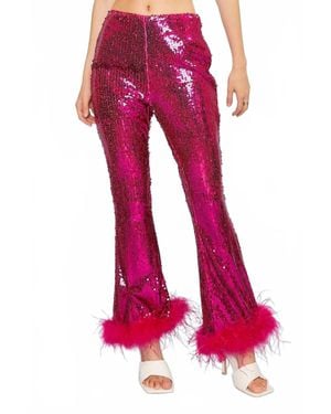 BuddyLove Feather Sequin Pants - Red