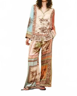 ALÉMAIS Alberta Wide Long Sleeve Silk Shirt - Natural