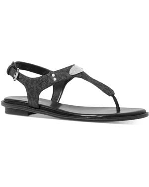MICHAEL Michael Kors Mk Plate Logo Flat Thong Sandals - Black