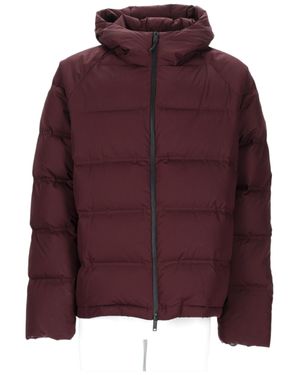 Monobi Puffer Jacket With Horizontal Quilting And High Collar - Purple