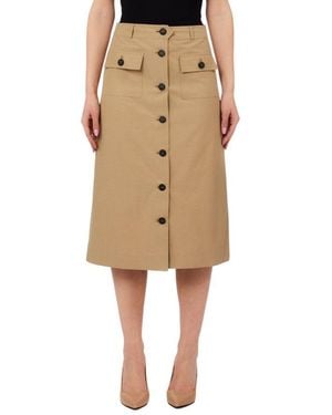 Liu Jo Tencel Midi Skirt With Front Button Closure And Flap Pockets - Natural
