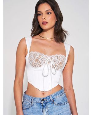 Miss Circle Everly Lace Satin Corset Top - White