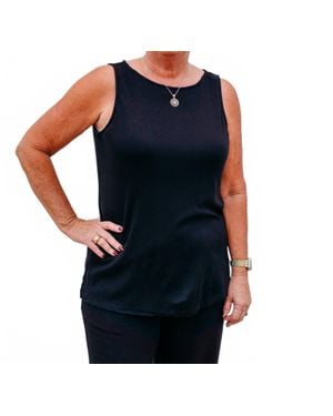 À La Carte Boat Neck Sleeveless Knit Tunic - Blue