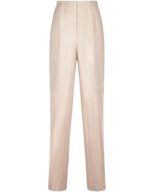 Tagliatore Straight-Leg Pants With High Waist And Subtle Sheen - Natural