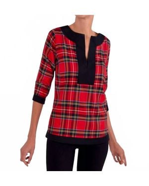 Gretchen Scott Split Neck Tunic Top - Red