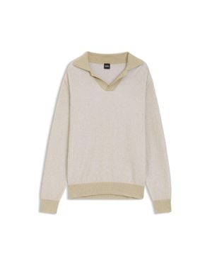 BOSS Johnny-Collar Sweater - White