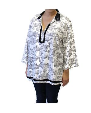 COLORS BY CARIBE Contrast Trim Top -Plus - Gray