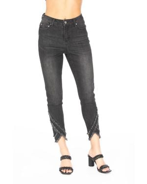 Apny Liberty Asymmetric Fray Hem Skinny Jeans - Black