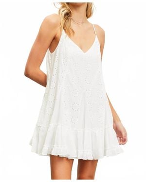 Mustard Seed Gingham Eyelet Dress - White