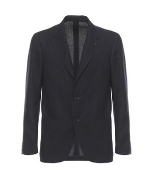 Lardini Pin Lapel Wool-Blend Jacket - Blue