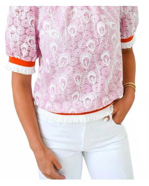 Voya Feather Me Fancy Short Sleeve Top - Pink