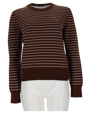 A.P.C. Sima Striped Cotton Long-Sleeve Knit Top - Brown