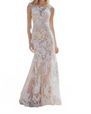 Allure Bridals Lace Sheath Wedding Dress - Multicolor