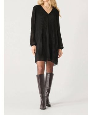 Dex Long Sleeve Pleated A-Line Dress - Black