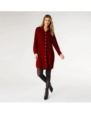 Coco + Carmen Stella Velour Button Front Dress - Red