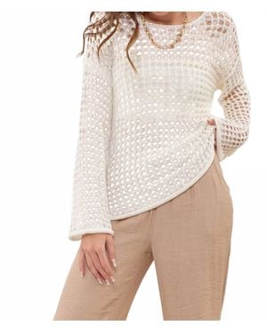 Blu Pepper Coastal Chic Crochet Pullover Sweater - Natural