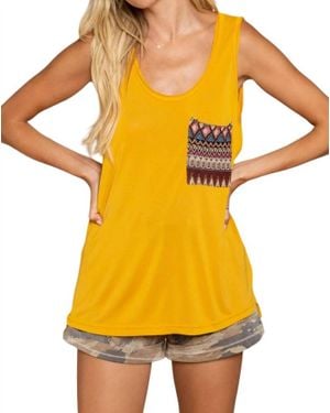 Pol Peggy Aztec Print Pocket Tank Top - Yellow