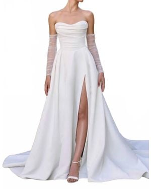 Sophia Tolli Satin Wedding Dress With Gauntlet Sleeve - White