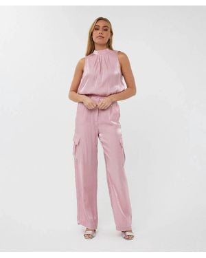 EsQualo Sava Silky Cargo Pants - Pink