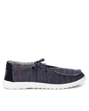 Xti Canvas Lace-Up Loafers - Blue