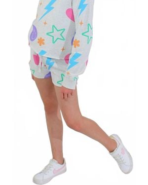 Paper Flower Girl's All Over Icons Shorts - Blue
