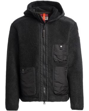 Parajumpers Textured Zip-Up Jacket With Hood And Patch Pockets - Black