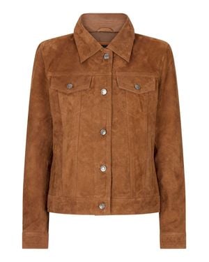 TruClothing Suede Vintage Jeans Jacket Leather Biker - Brown