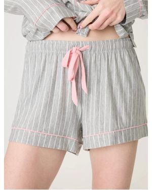 Pj Salvage Lazy Days Stripe Sleep Short - Gray