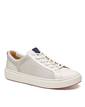 Johnston & Murphy Mayhew Lace To Toe Perfed Sneaker Shoe - White