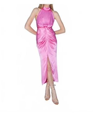 AIIFOS Eloisa Halter Neck Pleated Dress - Pink