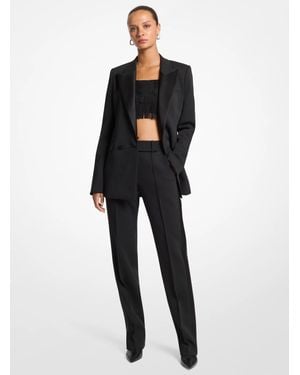 Michael Kors Stretch Crepe Tuxedo Pants - Black