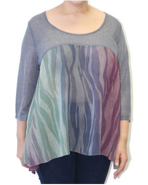 COLORS BY CARIBE Chiffon Slub Top - Blue