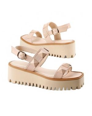 All Black Pyramid Stud Flatform Sandal - Metallic