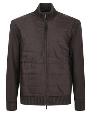 Fay Zip Quilted Panel Cotton Zip-Up Jacket - Gray