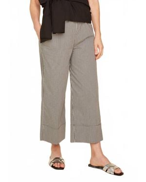 Renuar Gingham Wide Leg Pants - Brown
